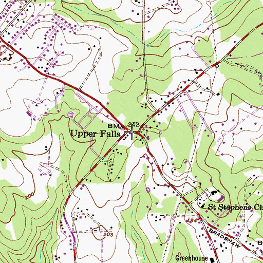 Topographic Map of Upper Falls, MD