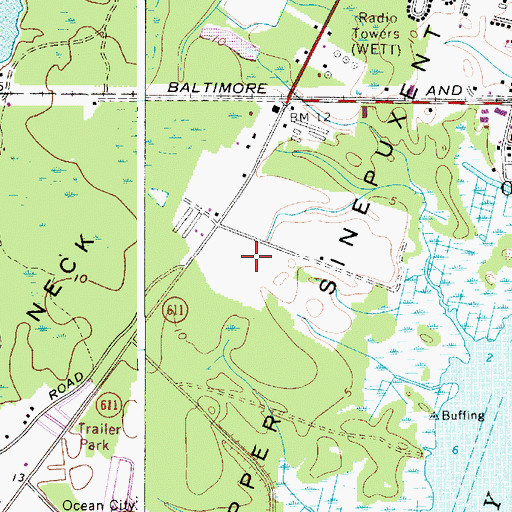 Topographic Map of Upper Sinepuxent Neck, MD