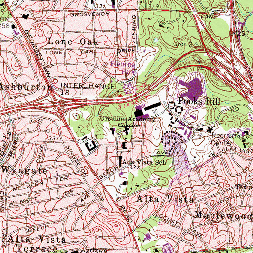Topographic Map of Ursuline Academy Convent, MD