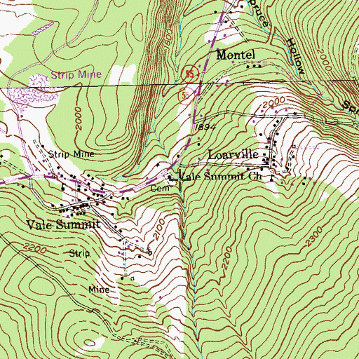Topographic Map of Vale Summit United Methodist Church, MD