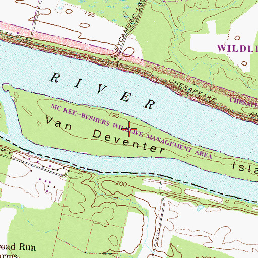Topographic Map of Van Deventer Island, MD