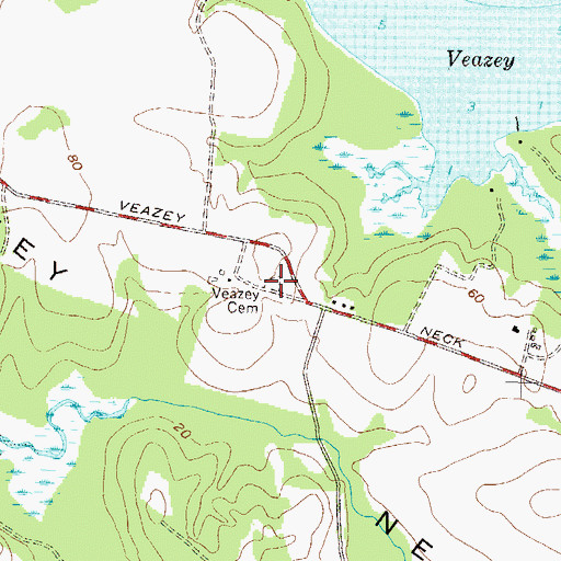 Topographic Map of Veazey Family Cemetery, MD