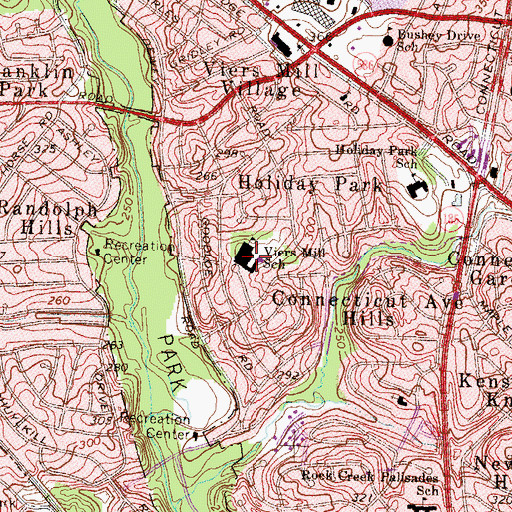 Topographic Map of Viers Mill Elementary School, MD