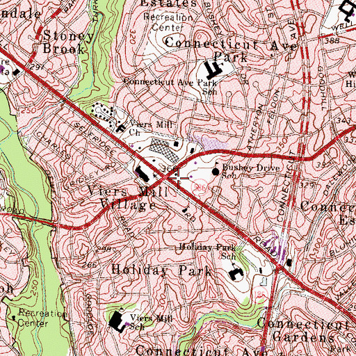 Topographic Map of Viers Mill Village, MD