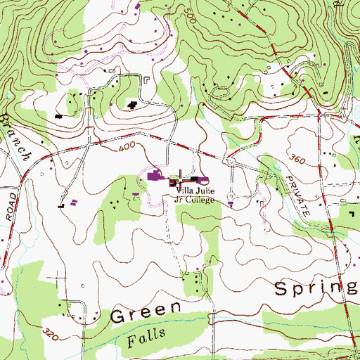 Topographic Map of Villa Julie Junior College, MD