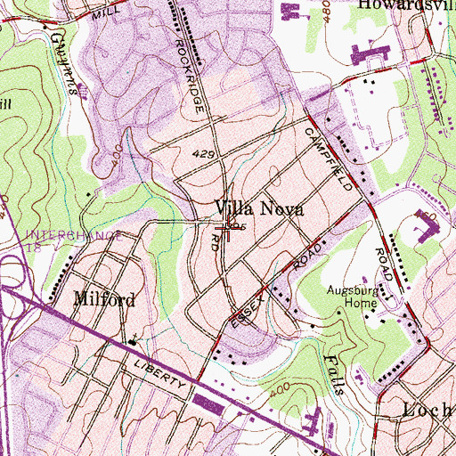 Topographic Map of Villa Nova, MD