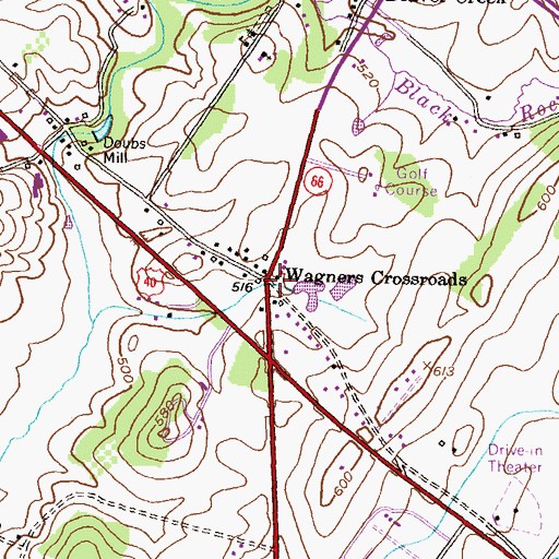 Topographic Map of Wagners Crossroads, MD