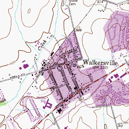 Topographic Map of Walkersville, MD