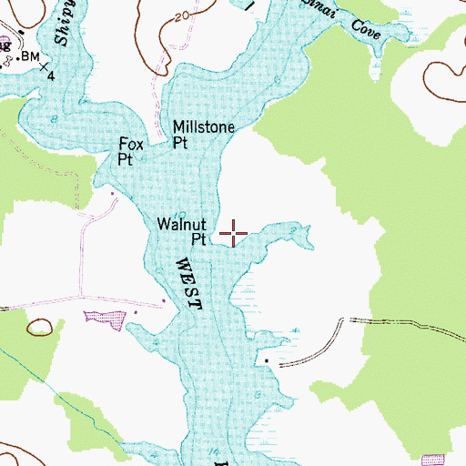Topographic Map of Walnut Point, MD