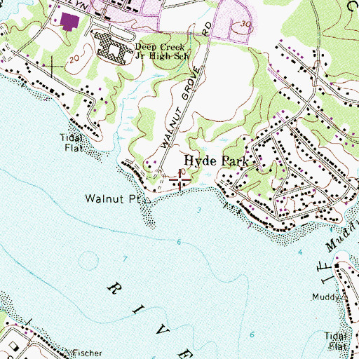 Topographic Map of Walnut Point, MD