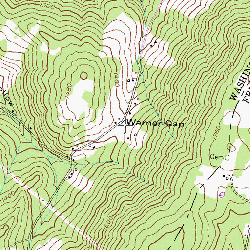 Topographic Map of Warner Gap, MD