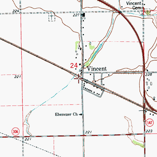 Topographic Map of Vincent, AR