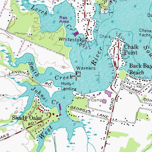 Topographic Map of Warners Point, MD