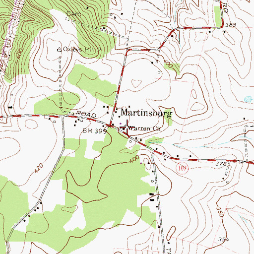 Topographic Map of Warren Church, MD