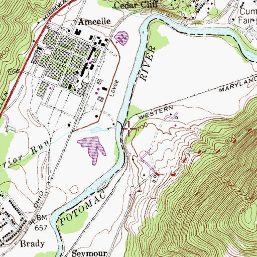Topographic Map of Warrior Run, MD
