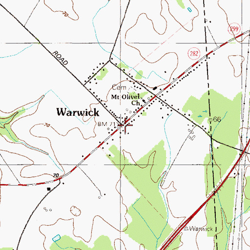 Topographic Map of Warwick, MD