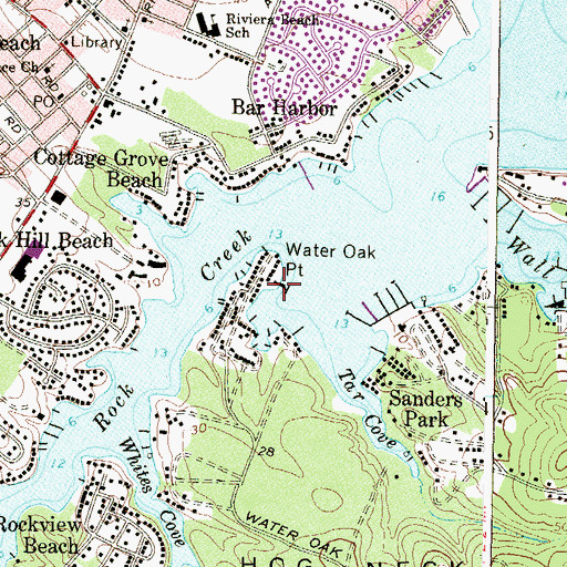 Topographic Map of Water Oak Point, MD