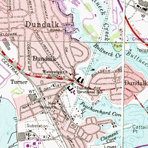 Topographic Map of Wateredge Baptist Church, MD