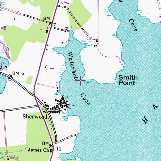 Topographic Map of Waterhole Cove, MD