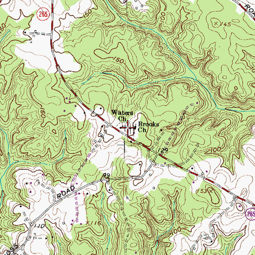 Topographic Map of Waters Church, MD