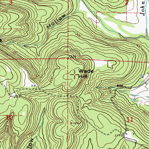 Topographic Map of Wade Hill, AR