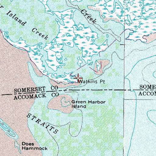 Topographic Map of Watkins Point, MD