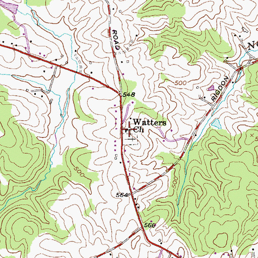 Topographic Map of Watters Church, MD