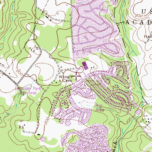 Topographic Map of Waugh Cemetery, MD
