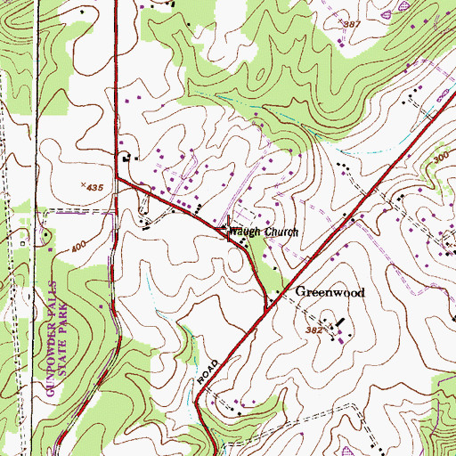 Topographic Map of Waugh United Methodist Church, MD