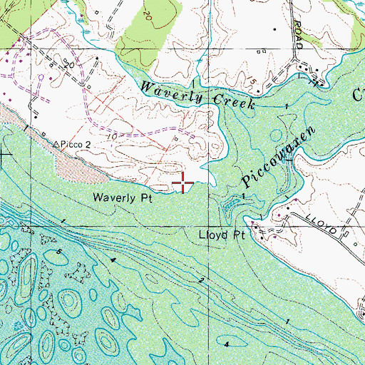 Topographic Map of Waverly Point, MD