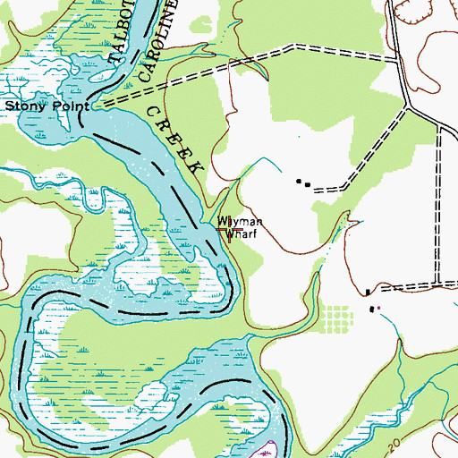 Topographic Map of Wayman Wharf, MD