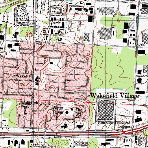 Topographic Map of Wakefield Village, AR