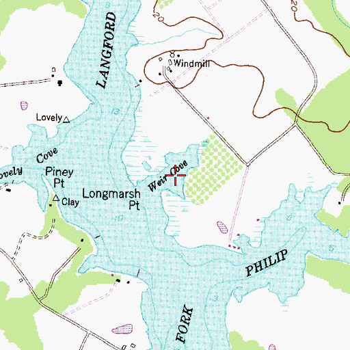 Topographic Map of Weir Cove, MD