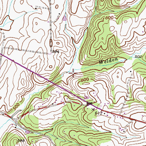Topographic Map of Weldon Creek, MD