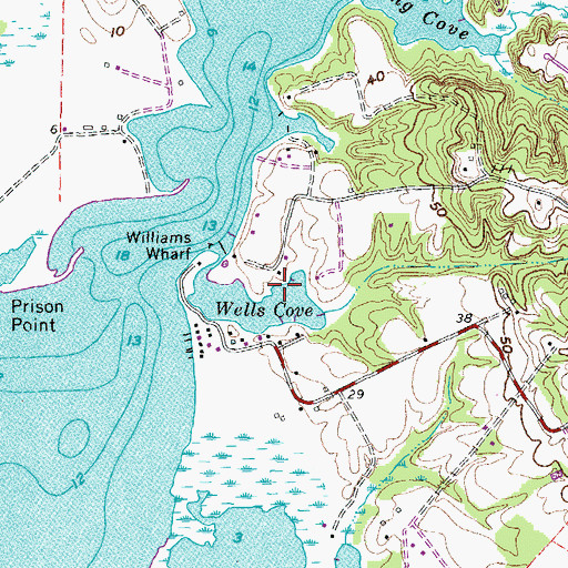Topographic Map of Wells Cove, MD