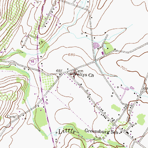 Topographic Map of Weltys Church, MD