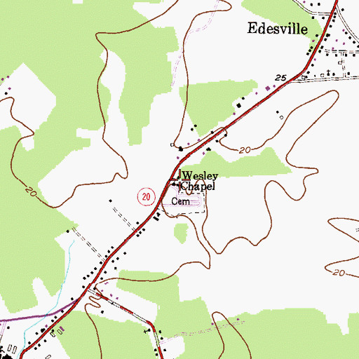 Topographic Map of Wesley Chapel, MD