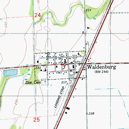 Topographic Map of Waldenburg, AR