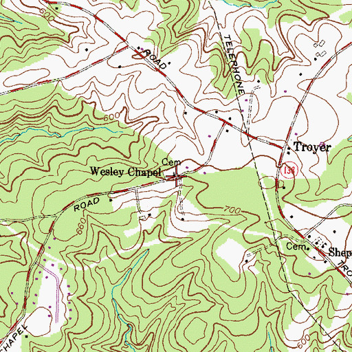 Topographic Map of Wesley Chapel, MD