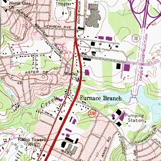 Topographic Map of John Wesley United Methodist Church, MD