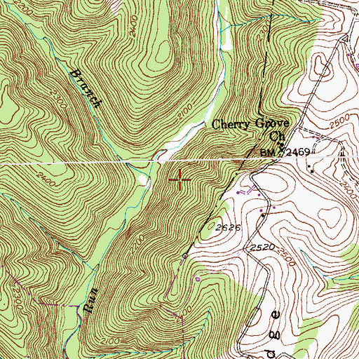 Topographic Map of West Branch Bluelick Run, MD