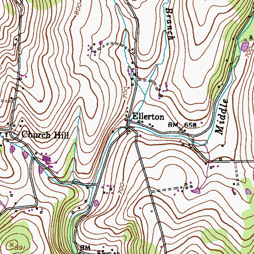 Topographic Map of West Branch Middle Creek, MD