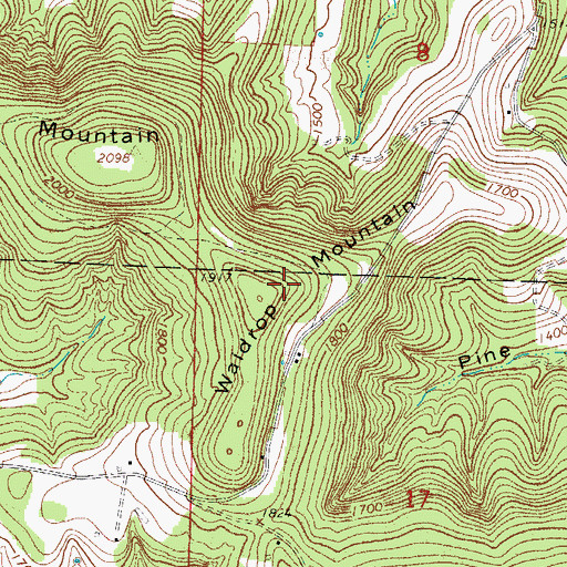 Topographic Map of Waldrop Mountain, AR