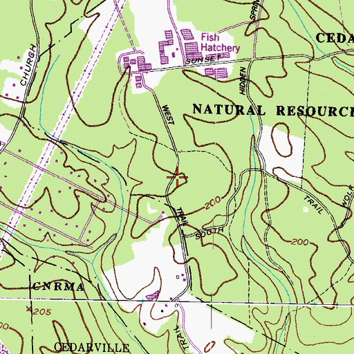 Topographic Map of West Trail, MD