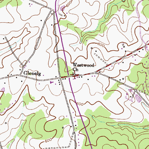 Topographic Map of Westwood Methodist Church, MD