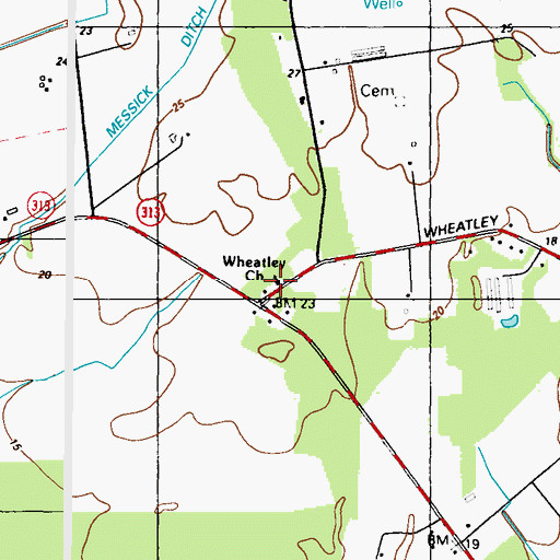 Topographic Map of Wheatley Church, MD