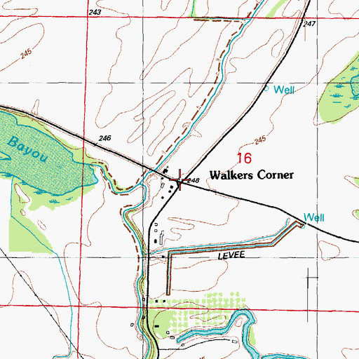 Topographic Map of Walkers Corner, AR