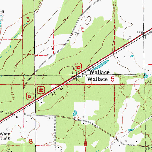 Topographic Map of Wallace, AR