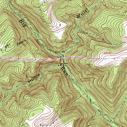 Topographic Map of Whiskey Hollow, MD