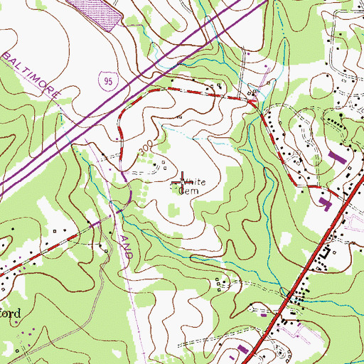 Topographic Map of White Cemetery (historical), MD